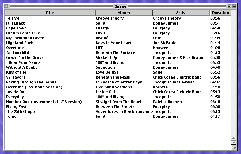 Screenshot of MacMPD queue window