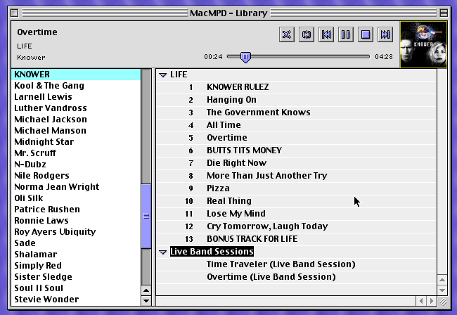 Screenshot of MacMPD library window
