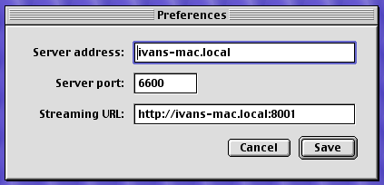 Screenshot of MacMPD preferences